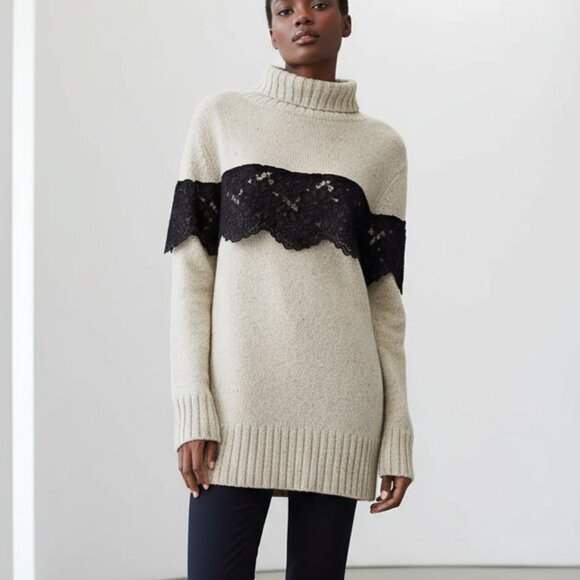$598 MARISSA WEBB Weston turtleneck sweater alpaca & lace S - Picture 1 of 12